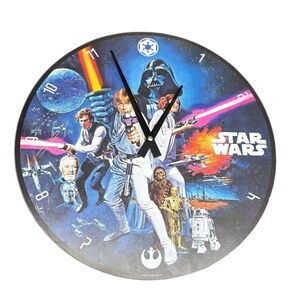 Star Wars 13.5" Battery Operated Wooden Wall Clock A New Hope Characters - 2014